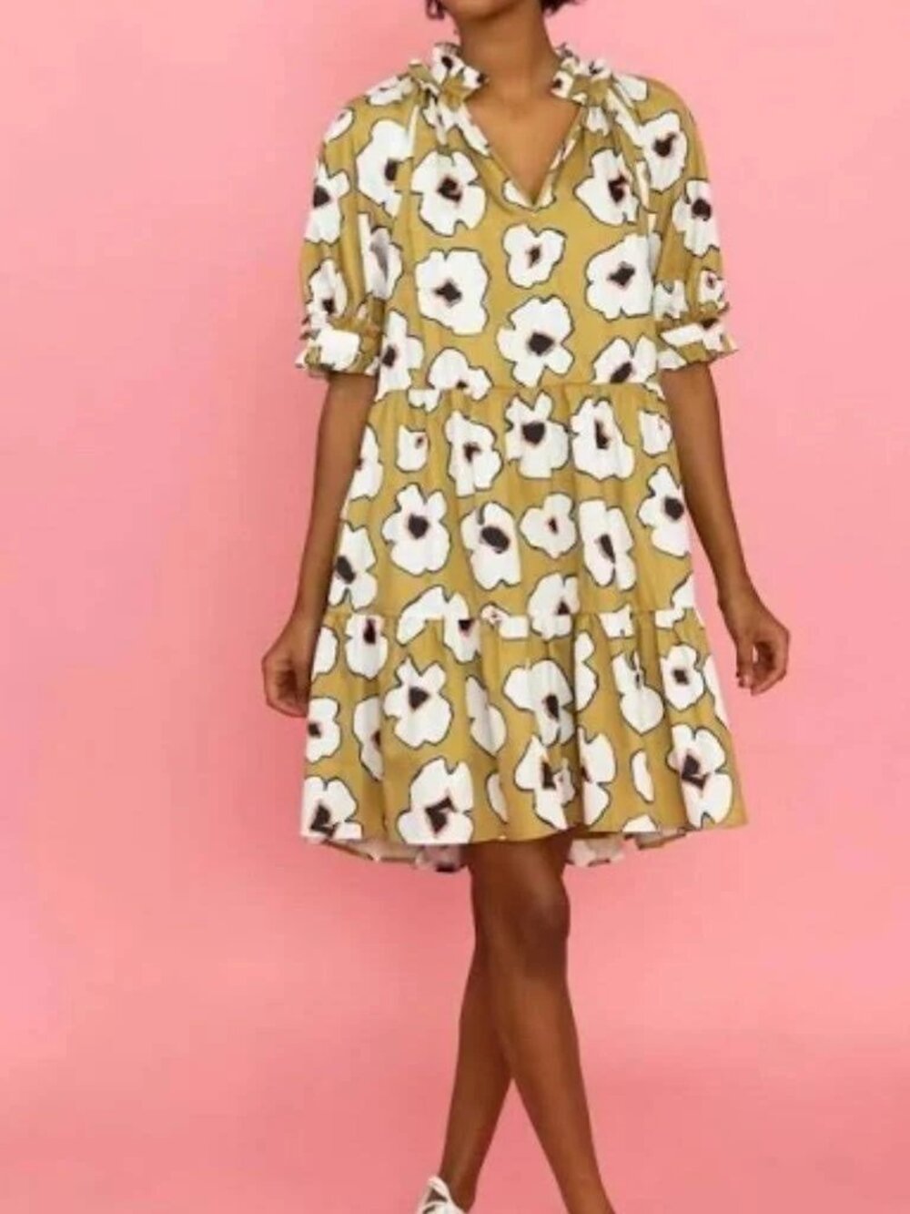 CROSBY by Mollie Burch Isabelle Meadow Floral Knee Length Short tier Swing Dress - Picture 2 of 4